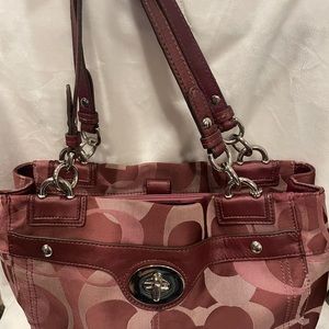 COACH TRIPLE COLOR BURGUNDY,MAUVE & PINK TOTE